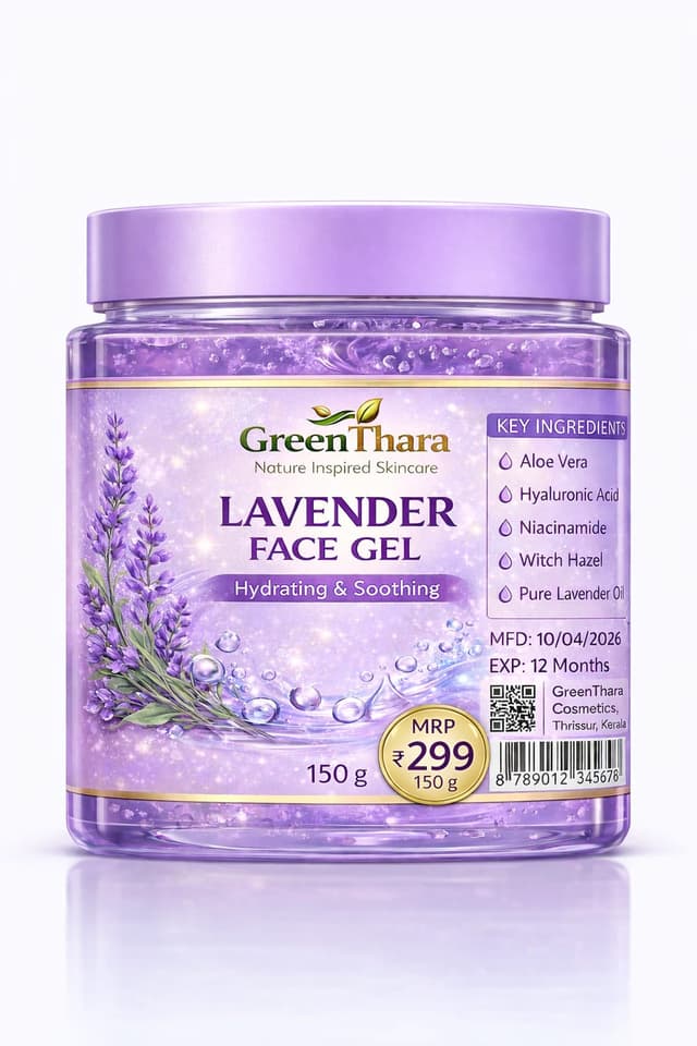 GreenThara Lavender Face Gel 150g - Hydrating Gel with Hyaluronic Acid & Niacinamide (₹299)